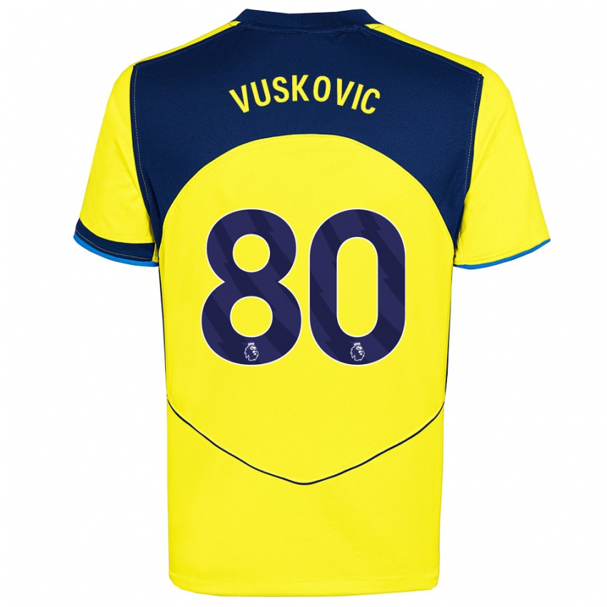 גברים לוקה וושקוביץ' #80 צהוב נייבי ג'רזי קיט שלישי 2025/26 חולצה קצרה