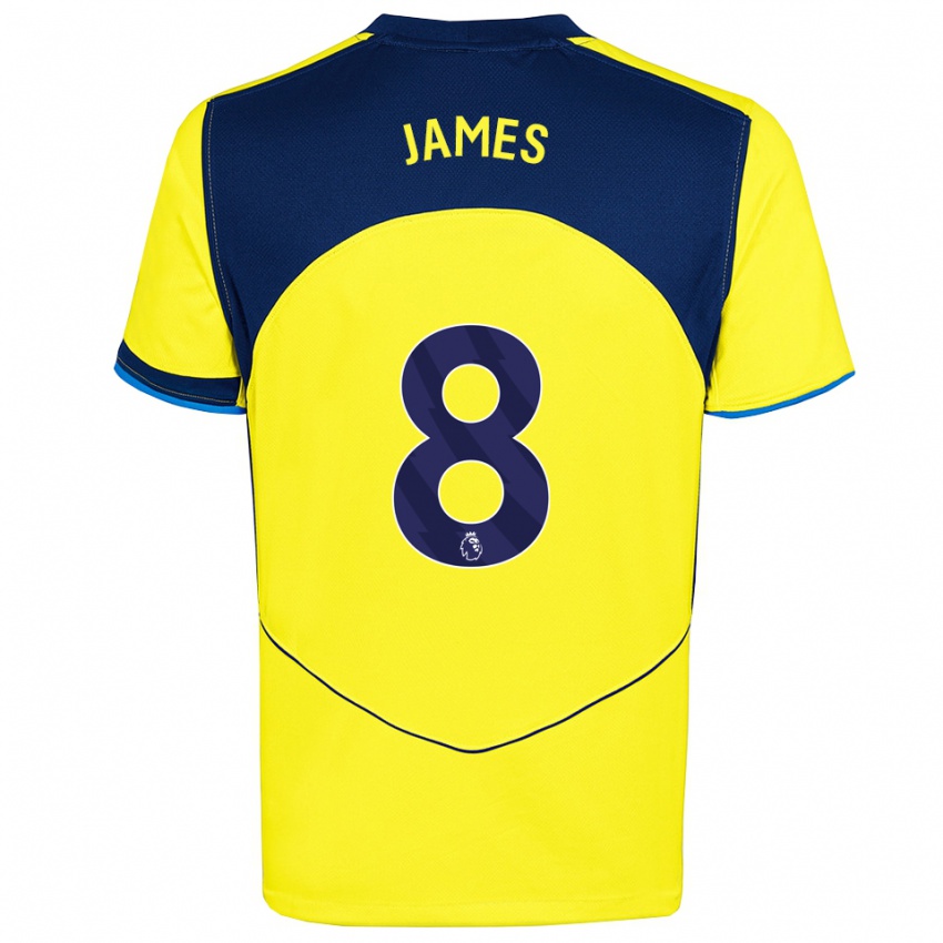 גברים אנגראד ג'יימס #8 צהוב נייבי ג'רזי קיט שלישי 2025/26 חולצה קצרה