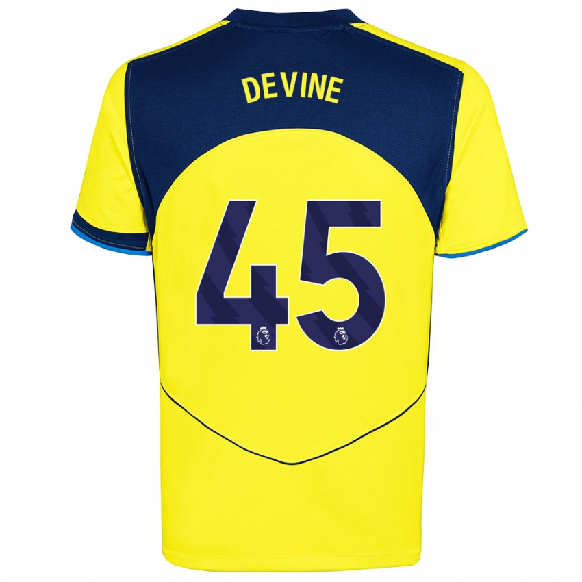 גברים אלפי דיוויין #45 צהוב נייבי ג'רזי קיט שלישי 2025/26 חולצה קצרה