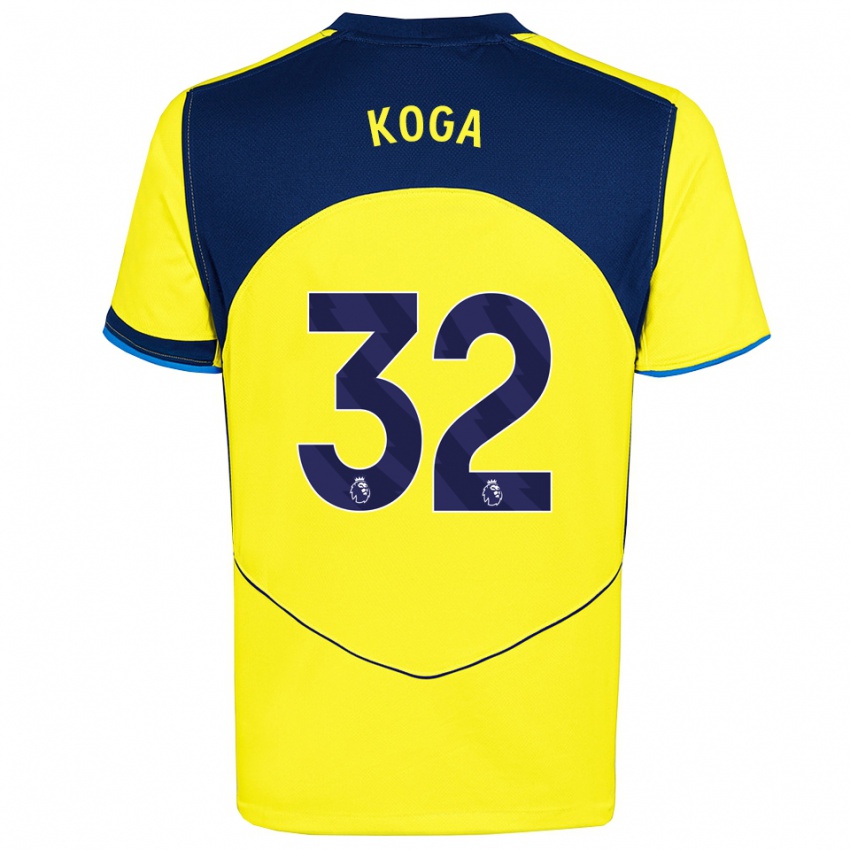 גברים טוקו קוגה #32 צהוב נייבי ג'רזי קיט שלישי 2025/26 חולצה קצרה