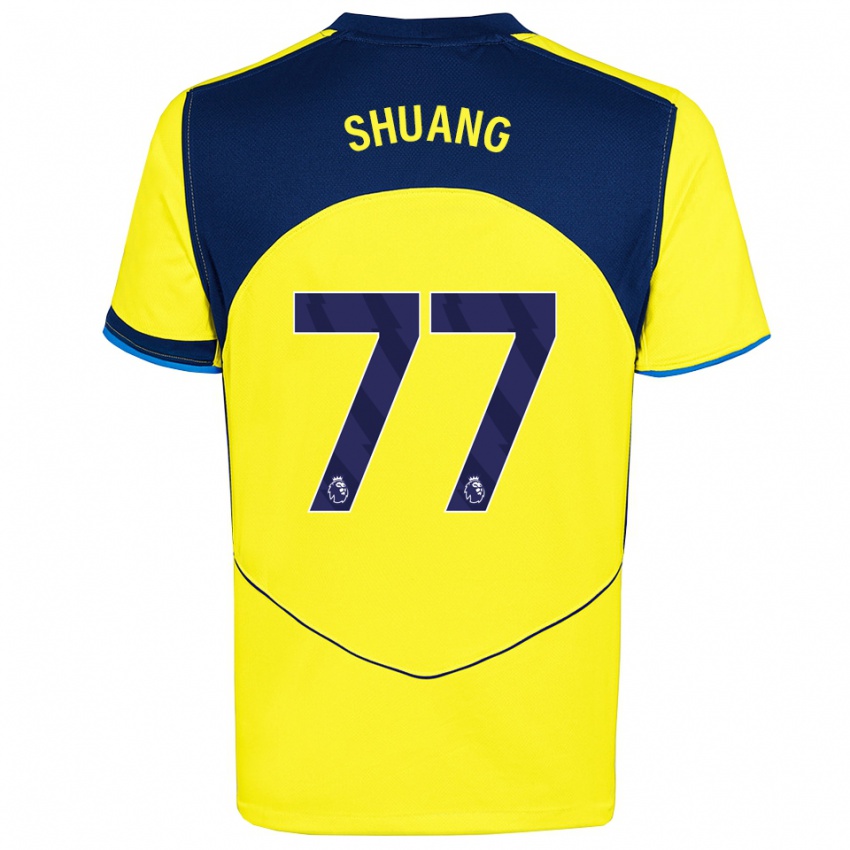גברים וואנג שואנג #77 צהוב נייבי ג'רזי קיט שלישי 2025/26 חולצה קצרה