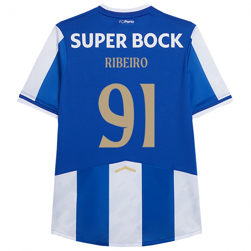 נשים גונסאלו ריביירו #91 כחול לבן ג'רזי ביתית 2025/26 חולצה קצרה