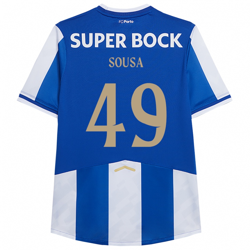 נשים Gonçalo Sousa #49 כחול לבן ג'רזי ביתית 2025/26 חולצה קצרה