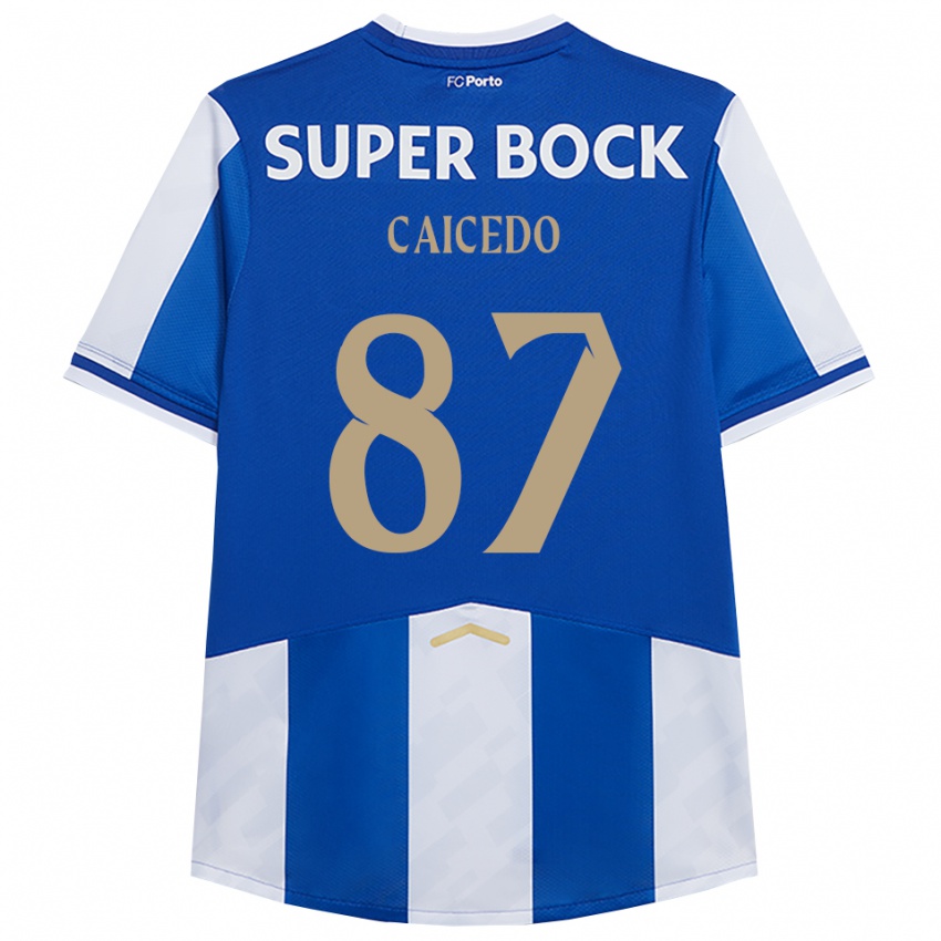 נשים Brayan Caicedo #87 כחול לבן ג'רזי ביתית 2025/26 חולצה קצרה