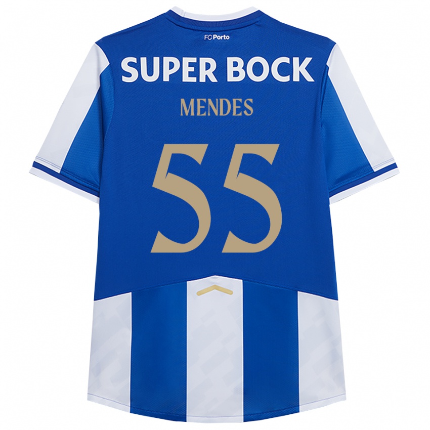 נשים Joao Mendes #55 כחול לבן ג'רזי ביתית 2025/26 חולצה קצרה