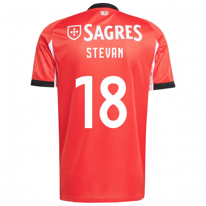 נשים Stevan #18 אדום לבן ג'רזי ביתית 2025/26 חולצה קצרה