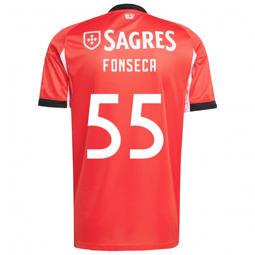 נשים João Fonseca #55 אדום לבן ג'רזי ביתית 2025/26 חולצה קצרה