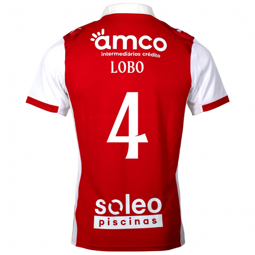 נשים Diogo Lobo #4 אדום לבן ג'רזי ביתית 2025/26 חולצה קצרה