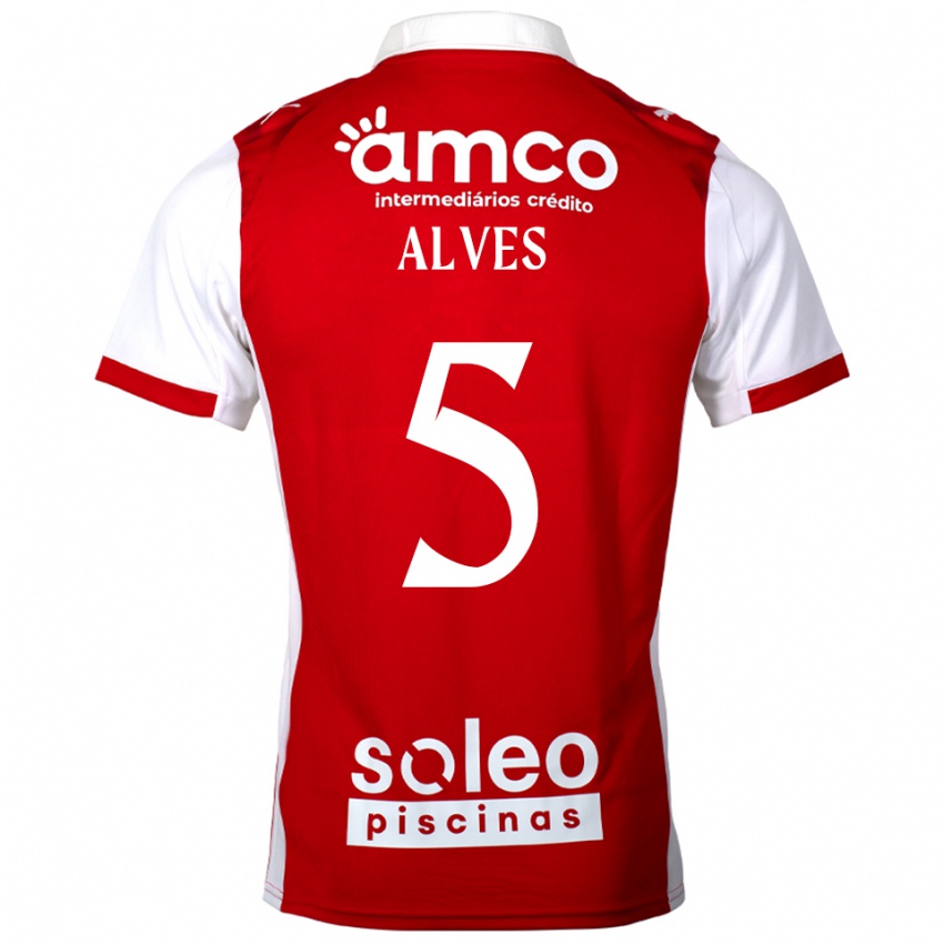 נשים Eduardo Alves #5 אדום לבן ג'רזי ביתית 2025/26 חולצה קצרה