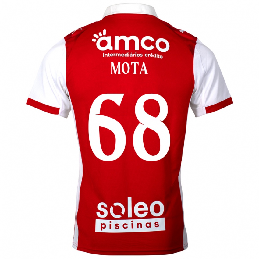 נשים Edgar Mota #68 אדום לבן ג'רזי ביתית 2025/26 חולצה קצרה