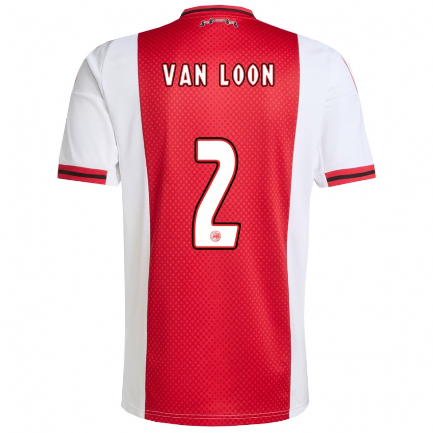 נשים Gerain Van Loon #2 אדום לבן ג'רזי ביתית 2025/26 חולצה קצרה