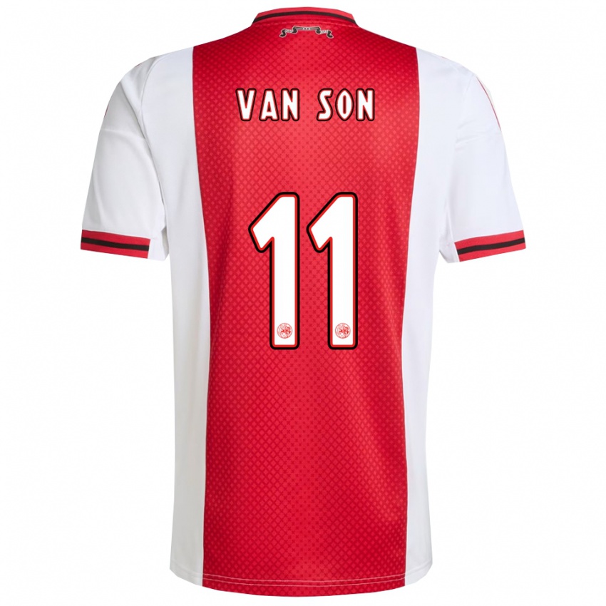 נשים דניאל ואן סון #11 אדום לבן ג'רזי ביתית 2025/26 חולצה קצרה