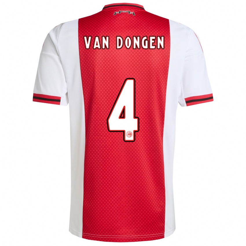 נשים Bram Van Dongen #4 אדום לבן ג'רזי ביתית 2025/26 חולצה קצרה