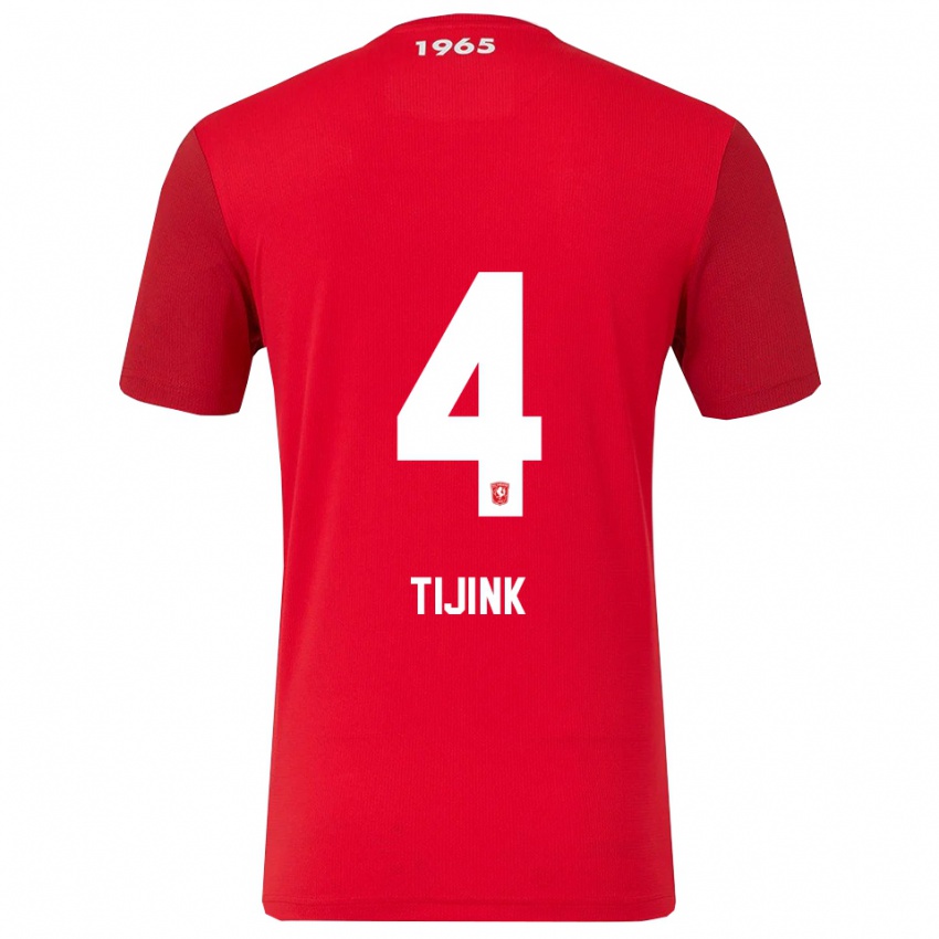 נשים Jop Tijink #4 אדום לבן ג'רזי ביתית 2025/26 חולצה קצרה