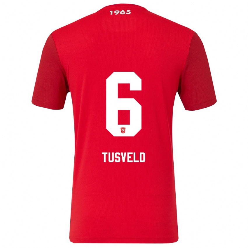 נשים Tijn Tusveld #6 אדום לבן ג'רזי ביתית 2025/26 חולצה קצרה