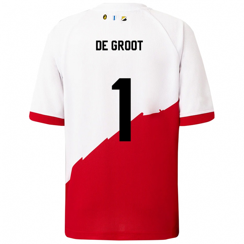 נשים Jasmijn De Groot #1 לבן אדום ג'רזי ביתית 2025/26 חולצה קצרה