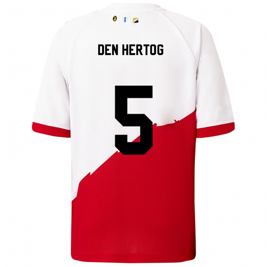 נשים Mees Den Hertog #5 לבן אדום ג'רזי ביתית 2025/26 חולצה קצרה