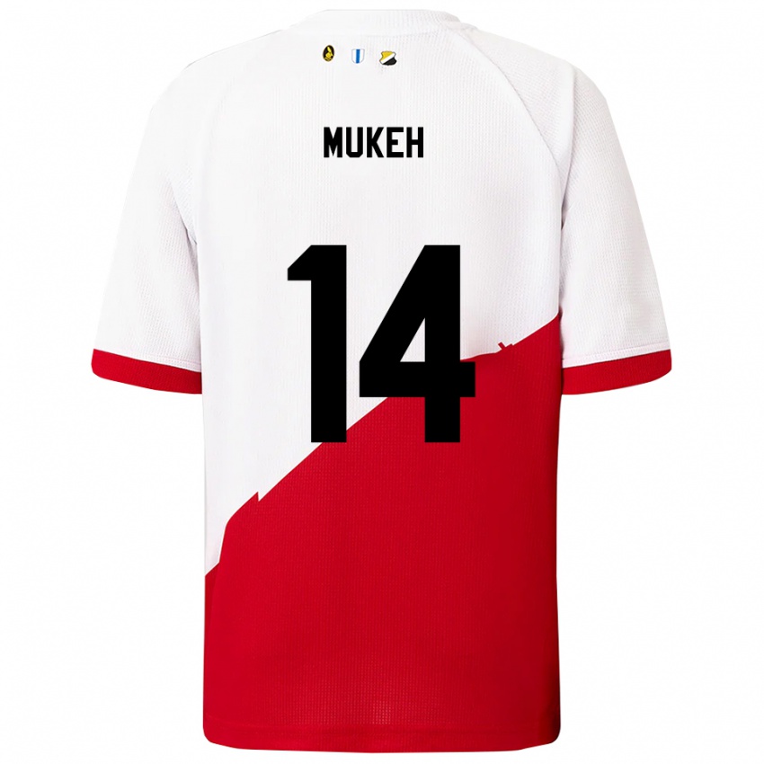 נשים Joshua Mukeh #14 לבן אדום ג'רזי ביתית 2025/26 חולצה קצרה