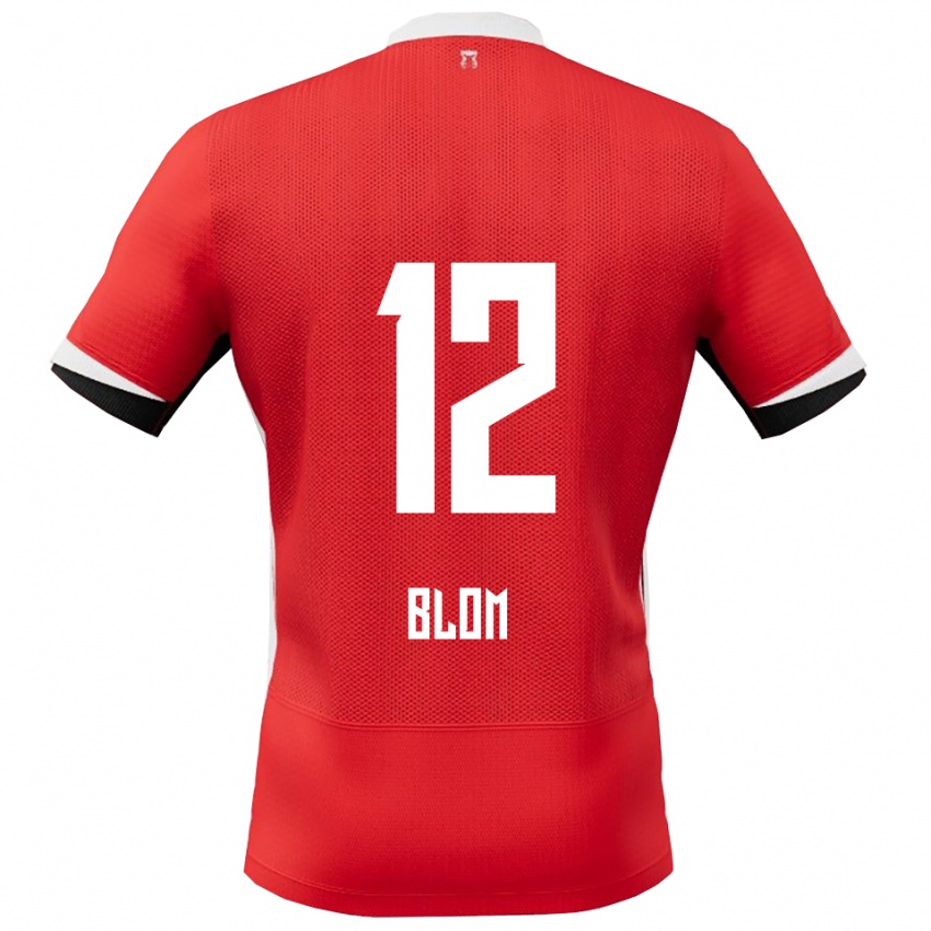נשים Robin Blom #12 אדום לבן ג'רזי ביתית 2025/26 חולצה קצרה