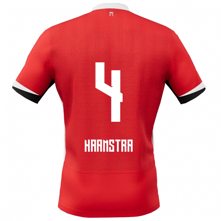 נשים Jeen Haanstra #4 אדום לבן ג'רזי ביתית 2025/26 חולצה קצרה