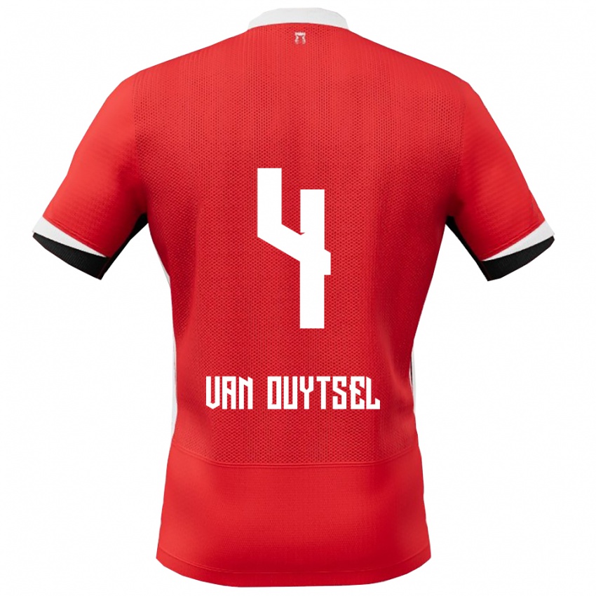 נשים Kevin Van Ouytsel #4 אדום לבן ג'רזי ביתית 2025/26 חולצה קצרה