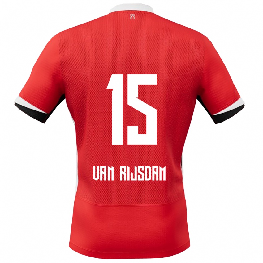 נשים Julian Van Rijsdam #15 אדום לבן ג'רזי ביתית 2025/26 חולצה קצרה