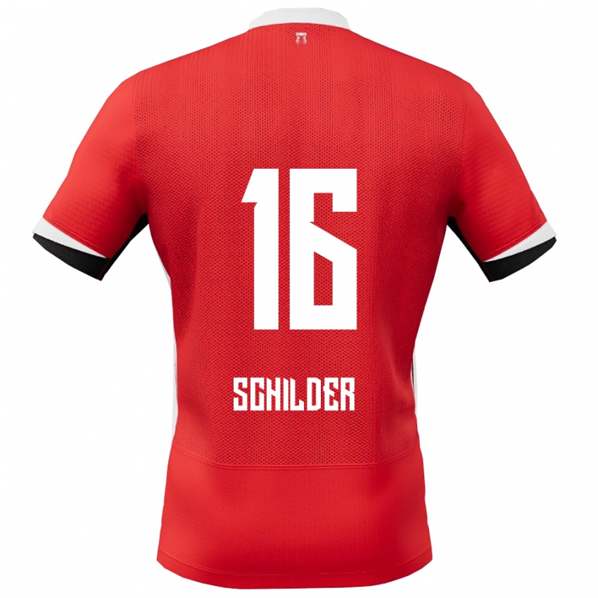 נשים Koen Schilder #16 אדום לבן ג'רזי ביתית 2025/26 חולצה קצרה
