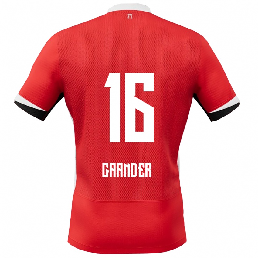 נשים Christian Gaander #16 אדום לבן ג'רזי ביתית 2025/26 חולצה קצרה