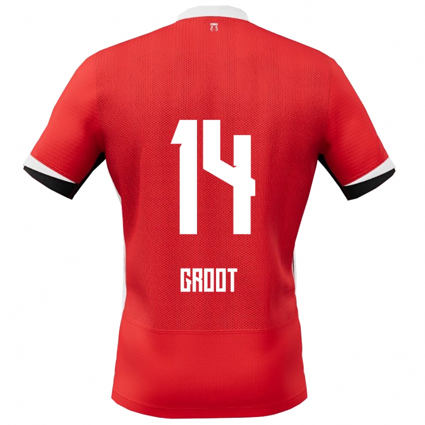 נשים Gijs Groot #14 אדום לבן ג'רזי ביתית 2025/26 חולצה קצרה