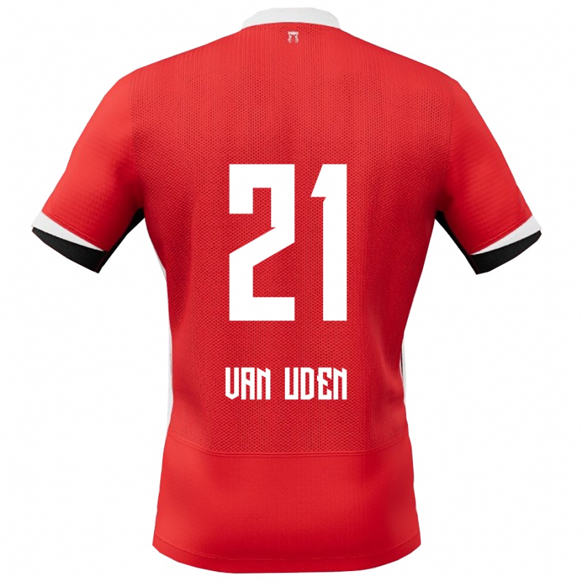 נשים Jasmijn Van Uden #21 אדום לבן ג'רזי ביתית 2025/26 חולצה קצרה