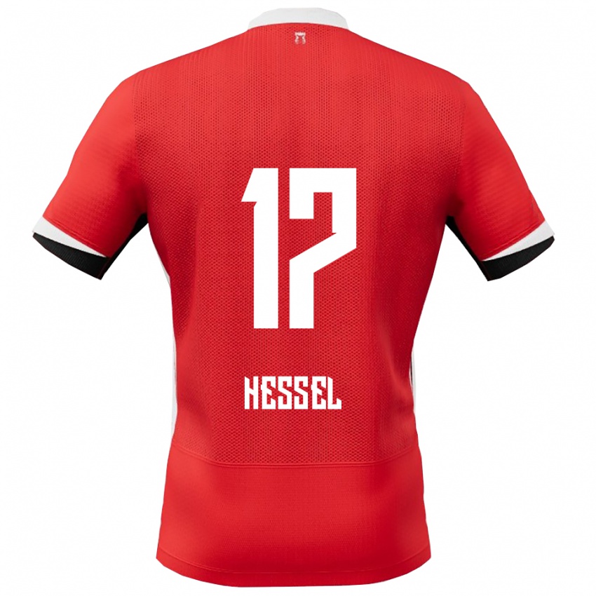 נשים Hessel De Wit #17 אדום לבן ג'רזי ביתית 2025/26 חולצה קצרה