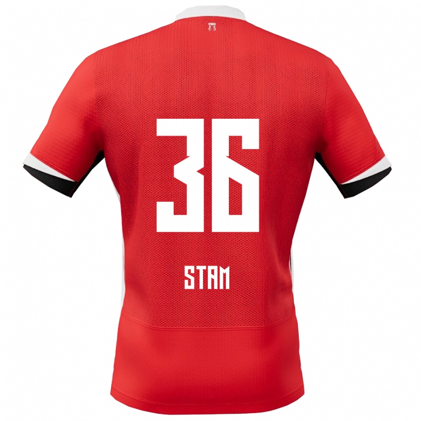 נשים Finn Stam #36 אדום לבן ג'רזי ביתית 2025/26 חולצה קצרה