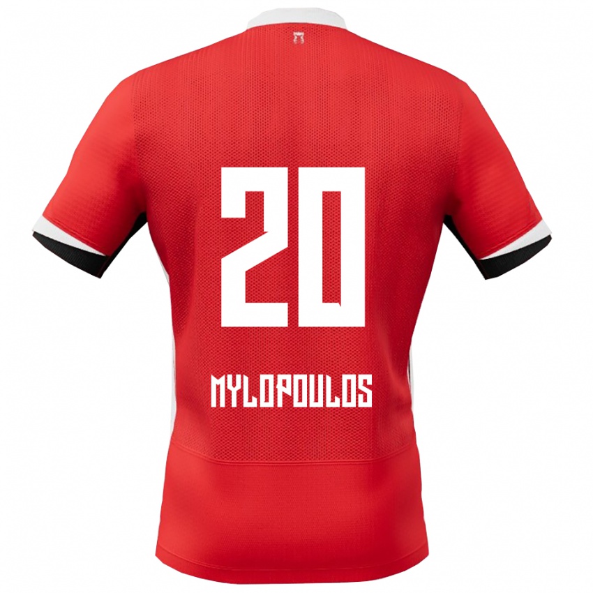 נשים Marios Mylopoulos #20 אדום לבן ג'רזי ביתית 2025/26 חולצה קצרה
