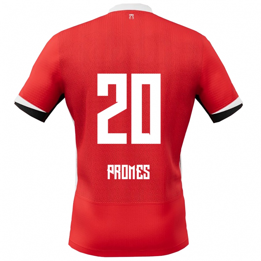 נשים Valentino Promes #20 אדום לבן ג'רזי ביתית 2025/26 חולצה קצרה