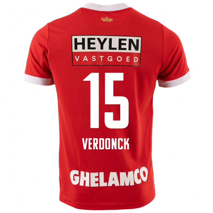 נשים Dries Verdonck #15 אדום לבן ג'רזי ביתית 2025/26 חולצה קצרה