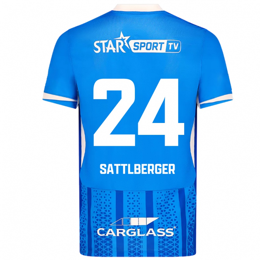 נשים Nikolas Sattlberger #24 כחול לבן ג'רזי ביתית 2025/26 חולצה קצרה