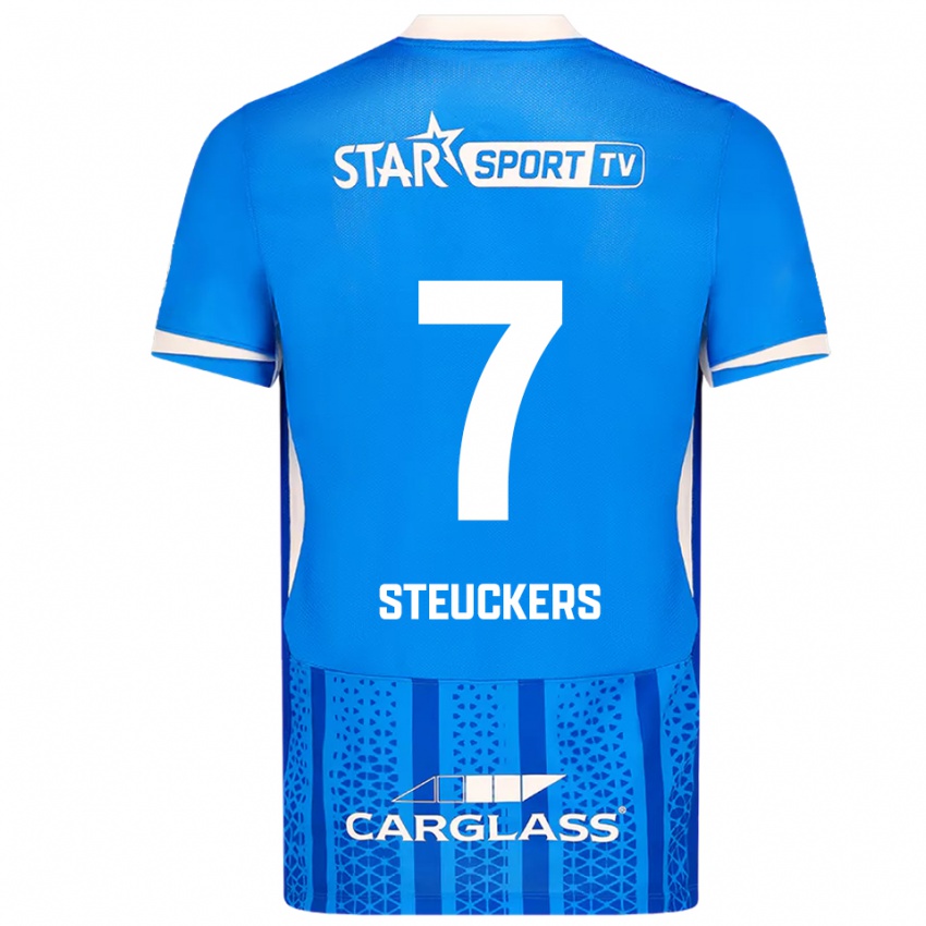 נשים Jarne Steuckers #7 כחול לבן ג'רזי ביתית 2025/26 חולצה קצרה
