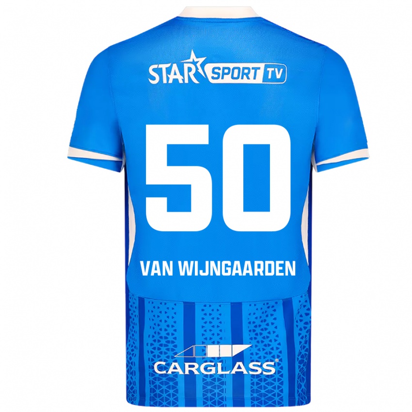 נשים Maren Van Wijngaarden #50 כחול לבן ג'רזי ביתית 2025/26 חולצה קצרה