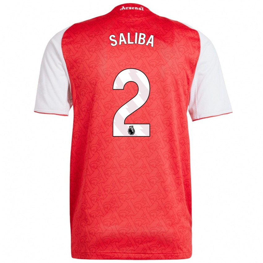 נשים ויליאם סאליבה #2 אדום לבן ג'רזי ביתית 2025/26 חולצה קצרה