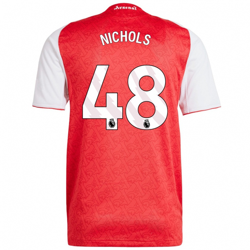 נשים ג'וש ניקולס #48 אדום לבן ג'רזי ביתית 2025/26 חולצה קצרה