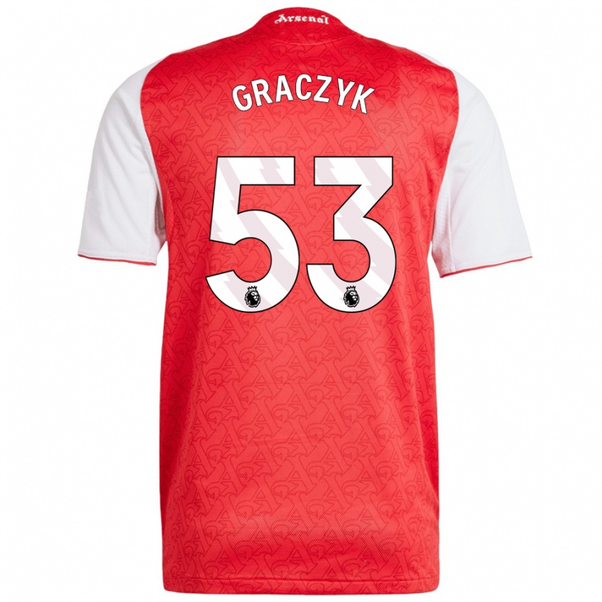 נשים הוברט גראצ׳יק #53 אדום לבן ג'רזי ביתית 2025/26 חולצה קצרה