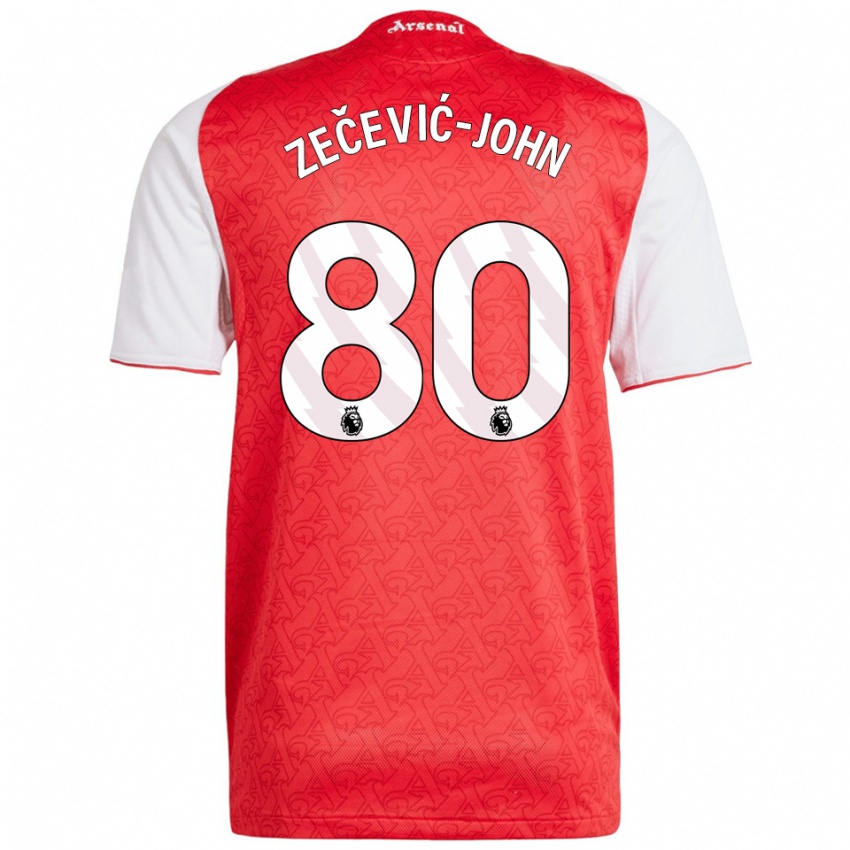 נשים Louis Zečević-John #80 אדום לבן ג'רזי ביתית 2025/26 חולצה קצרה