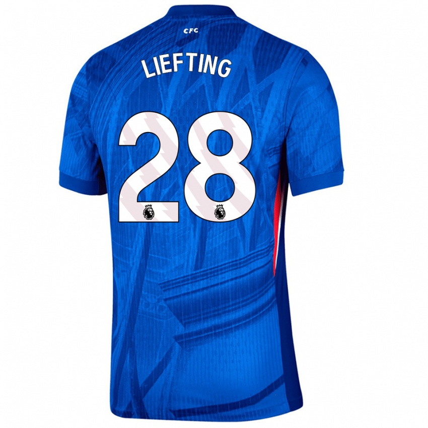 נשים Femke Liefting #28 כחול לבן ג'רזי ביתית 2025/26 חולצה קצרה