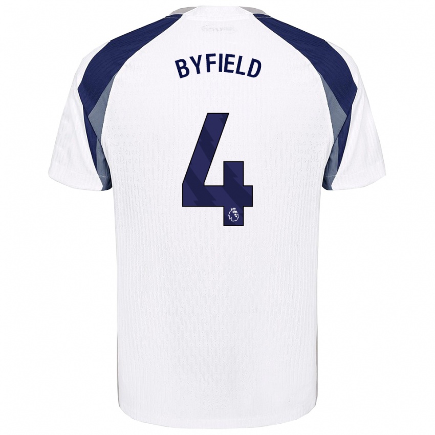 נשים Jun'ai Byfield #4 לבן נייבי ג'רזי ביתית 2025/26 חולצה קצרה