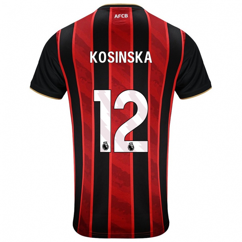 נשים דניאלה קוסינסקה #12 אדום שחור ג'רזי ביתית 2025/26 חולצה קצרה