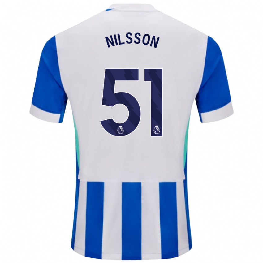 נשים Casper Nilsson #51 כחול לבן ג'רזי ביתית 2025/26 חולצה קצרה