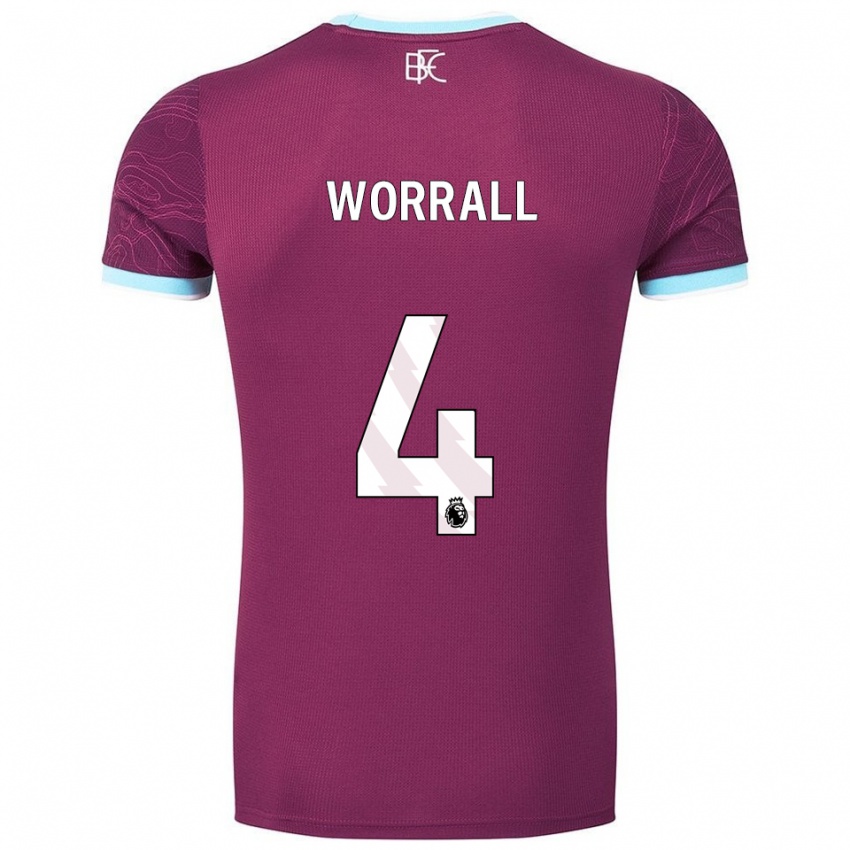 נשים ג'ו וורל #4 בורדו תכלת ג'רזי ביתית 2025/26 חולצה קצרה