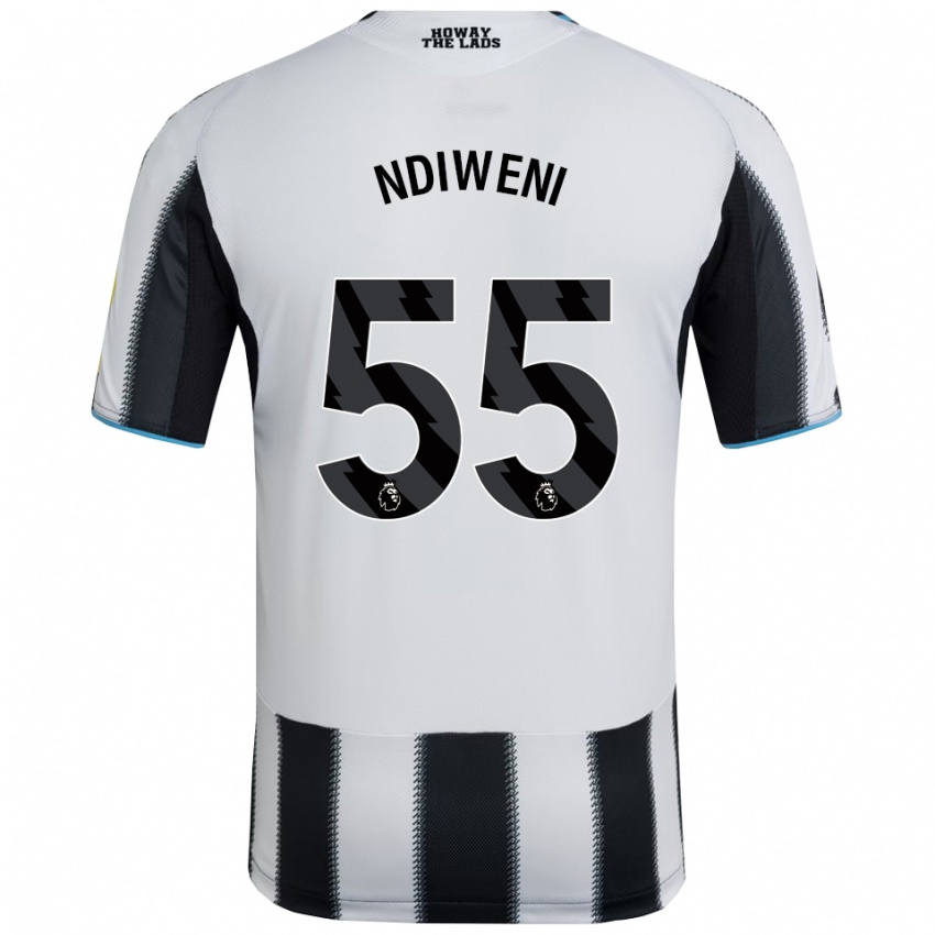 נשים Michael Ndiweni #55 שחור לבן ג'רזי ביתית 2025/26 חולצה קצרה