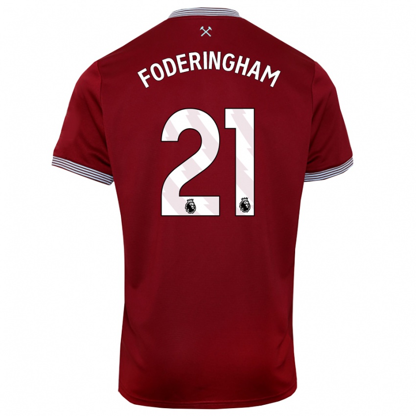 נשים וס פודרינגהאם #21 בורדו לבן ג'רזי ביתית 2025/26 חולצה קצרה