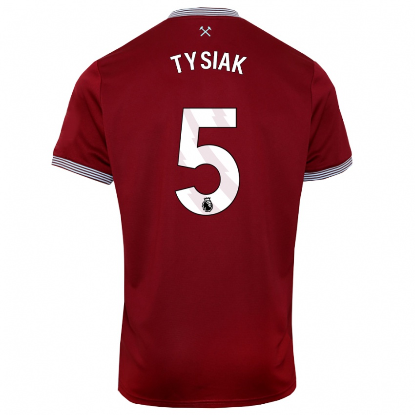 נשים אמבר טיסיאק #5 בורדו לבן ג'רזי ביתית 2025/26 חולצה קצרה